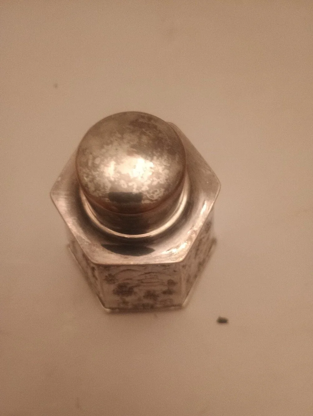 Antique-Style Embossed Metal Canister - Silver